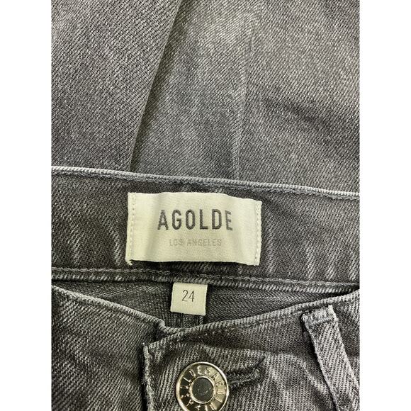 Agolde 'Riley' Black Cotton Denim Jeans Size 24 - Picture 4 of 5